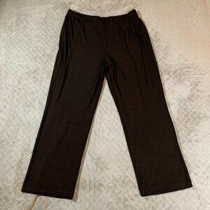 Chicos Travelers Womens XL Pants Brown Straight Leg Pull On Wrinkle Resistant
